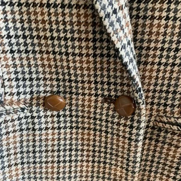 Zara Double Breasted Houndstooth Blazer Size Small - Dark Academia Aesthetic - Picture 7 of 12